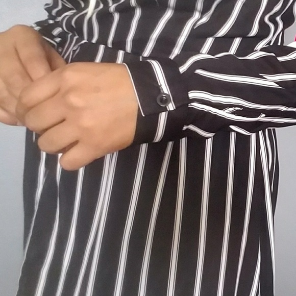 LAST//BLACK WHITE STRIPED MAXI ROMPER DRESS - Picture 8 of 8